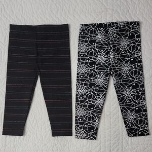 Craft Kids Leggings Set - Black with Silver Spiderweb and Multicolor Stripes